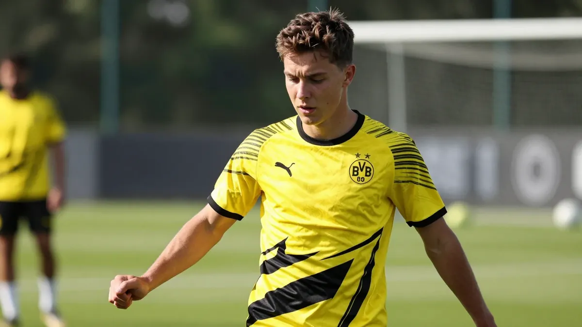 Der 19-jährige Arsenal-Leihgabe Ethan Nwaneri absolvierte sein erstes Training bei Borussia Dortmund nach einem...
